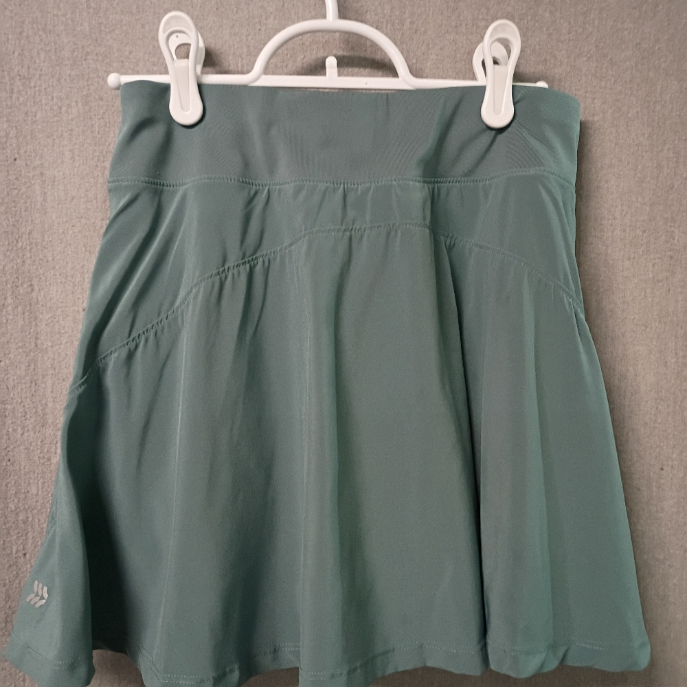 All In Motion Size S Lined Elastic Waist Skort w/Zippered pocket Slate Green